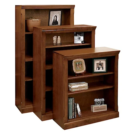 Bookcase with One Fixed and Two Adjustable Shelves